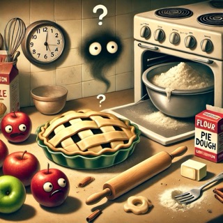 Image of the finished apple pie (not real)